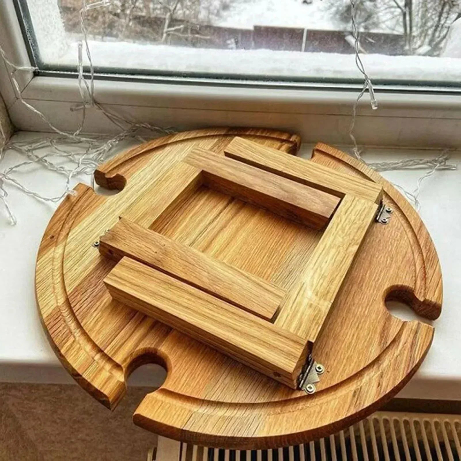 Portable Wooden Folding Picnic Table with Wine Rack