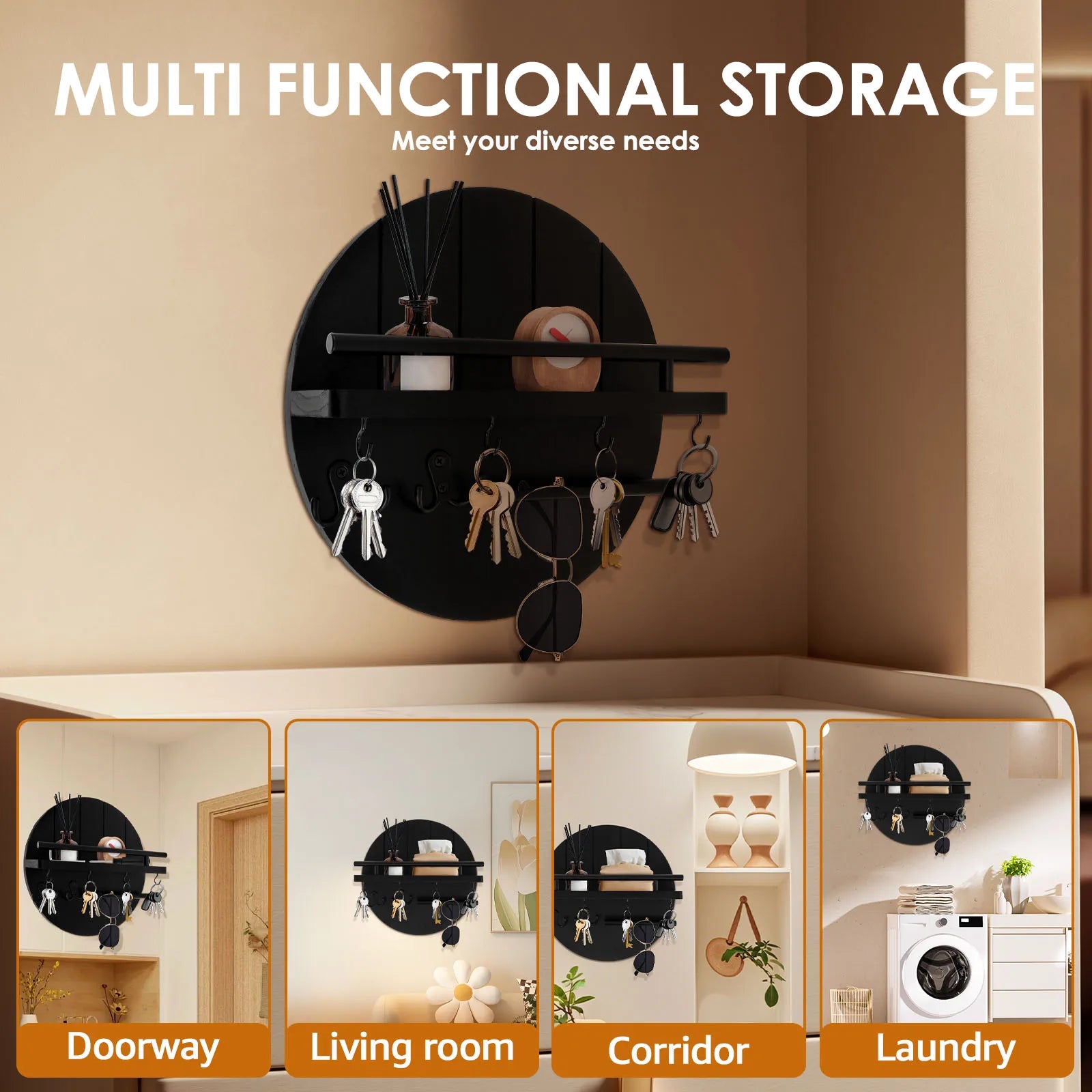 Wall Key Holder With Shelf