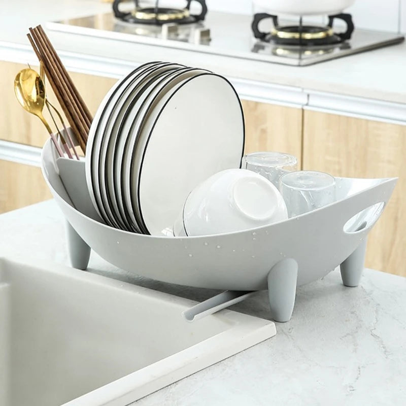Dish Drying Rack with Utensil Holder, Plate & Bowl Organizer