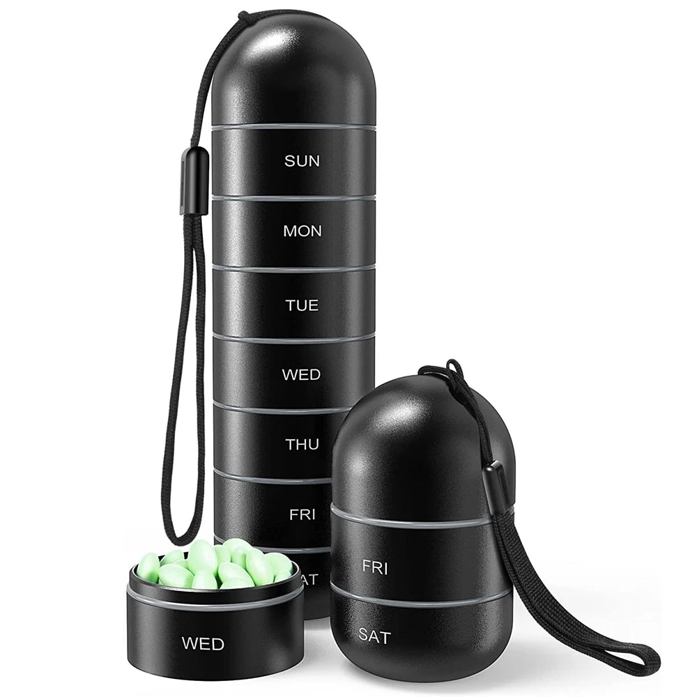 7 Day Metal Pill Organizer Travel Medicine Case
