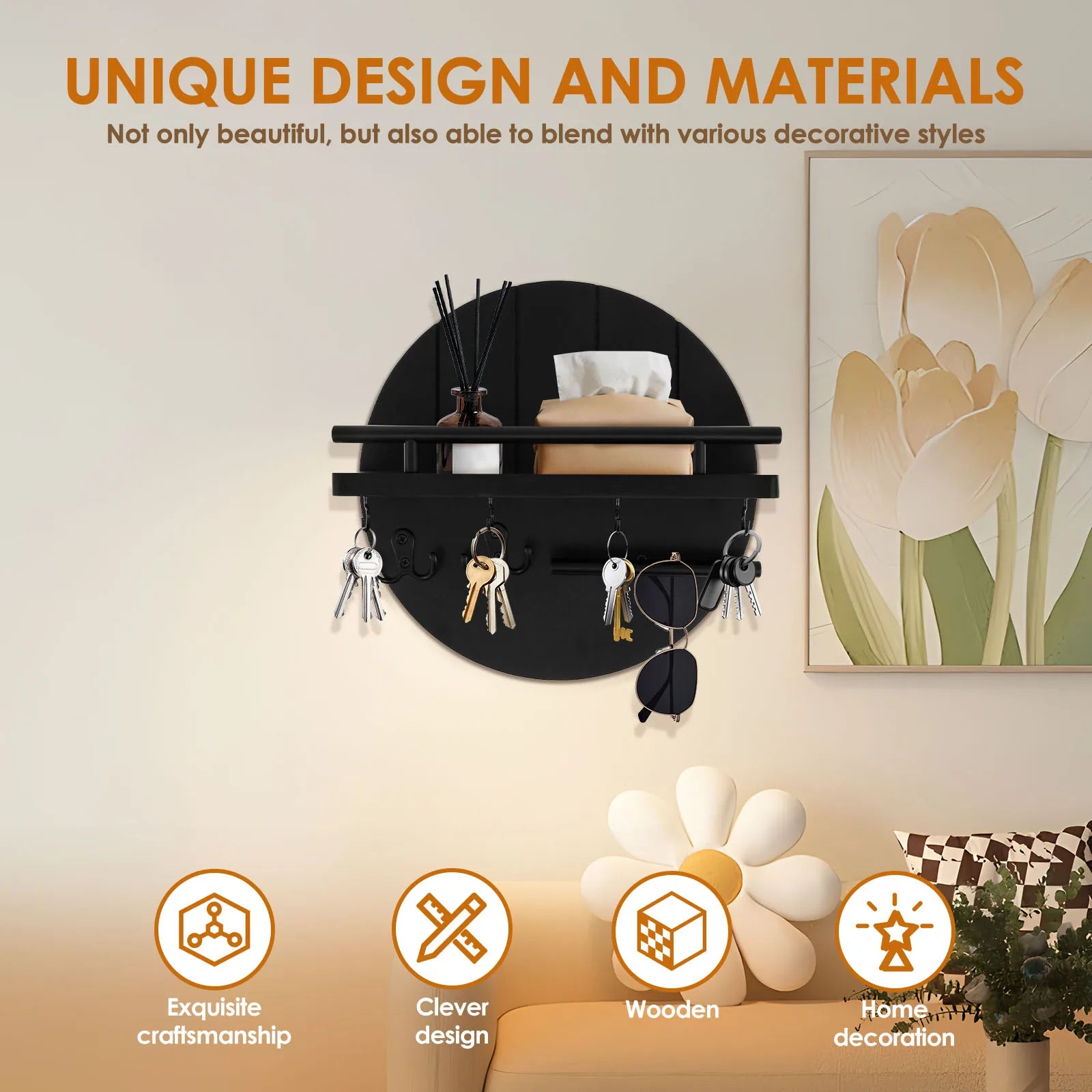 Wall Key Holder With Shelf