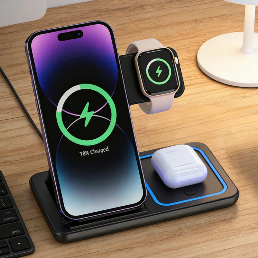 3 in 1 Wireless Charging Station for iPhone Apple Watch AirPods