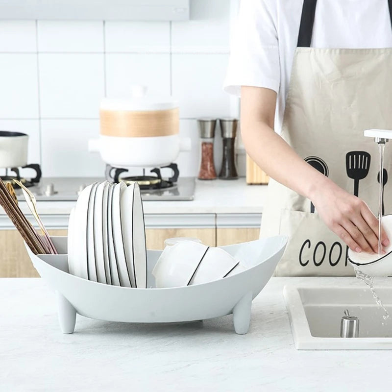 Dish Drying Rack with Utensil Holder, Plate & Bowl Organizer