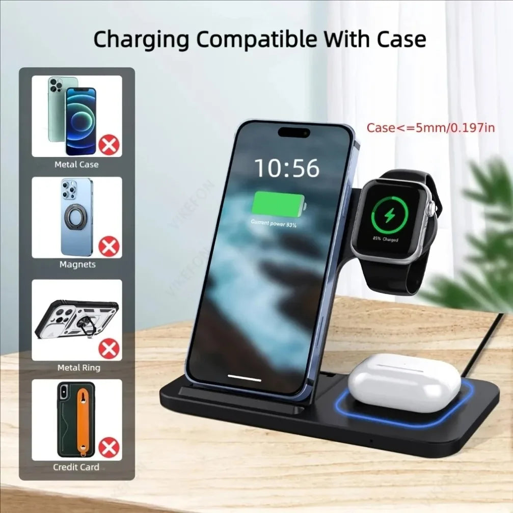 3 in 1 Wireless Charging Station for iPhone Apple Watch AirPods