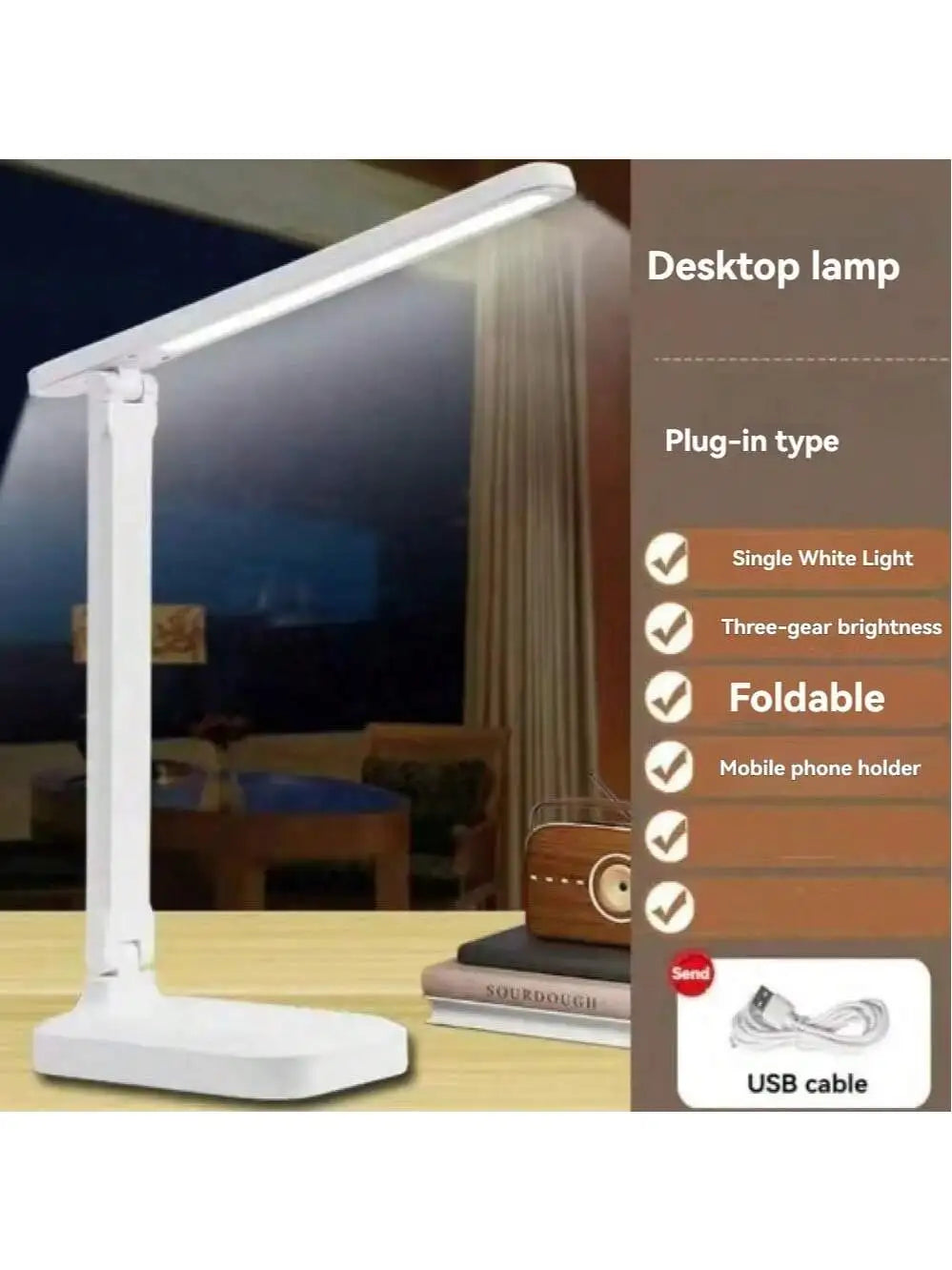 Eye Care LED Desk Lamp with USB Charging